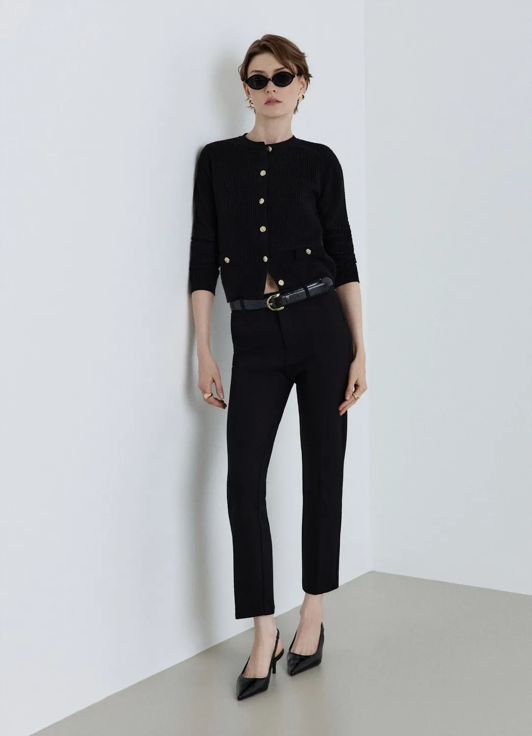 Calliope cardigan femme nid abeille boutons bijou