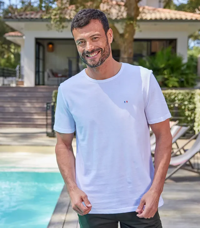 Cocorico Iconique T-shirt Homme Blanc 100% Coton