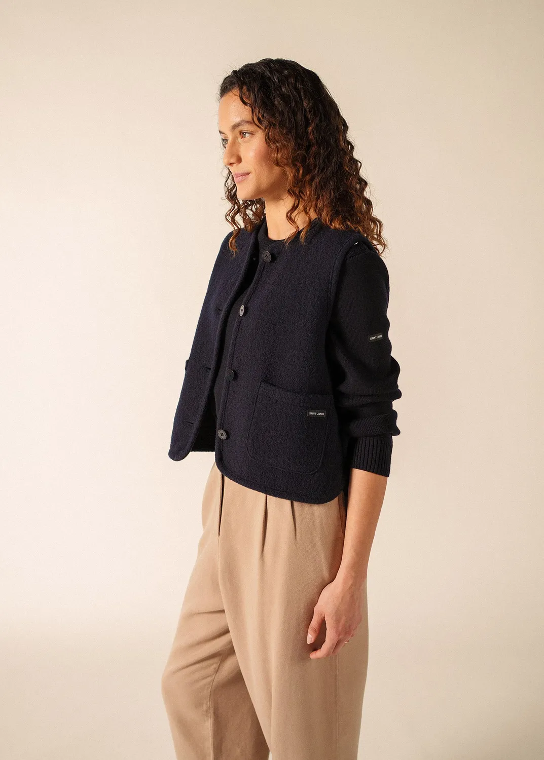 Saint James Jura veste sans manche navy laine