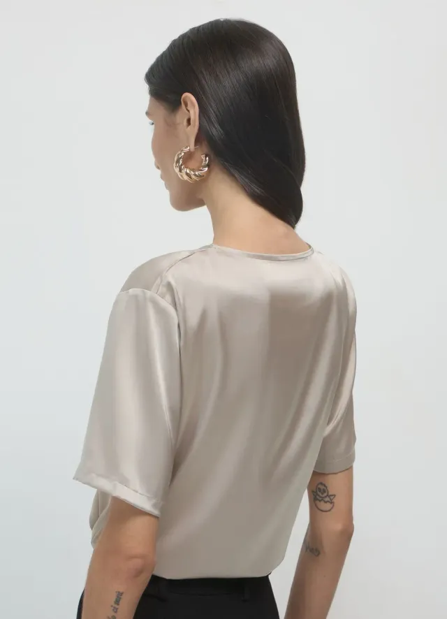 Calliope blouse femme satinée manches courtes