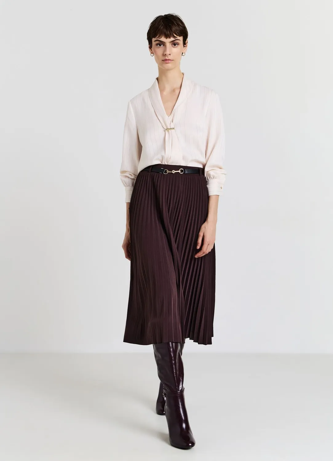 Calliope jupe plissée ceinture femme longue plis