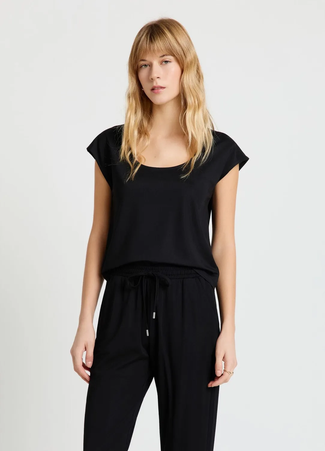 Calliope T-shirt ailettes femme col rond uni