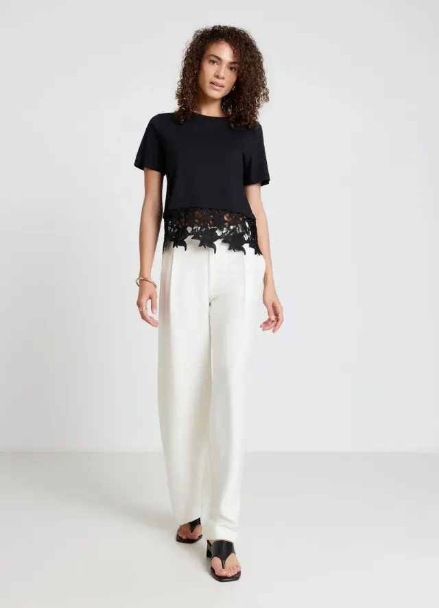 Calliope t-shirt femme fond dentelle sangallo