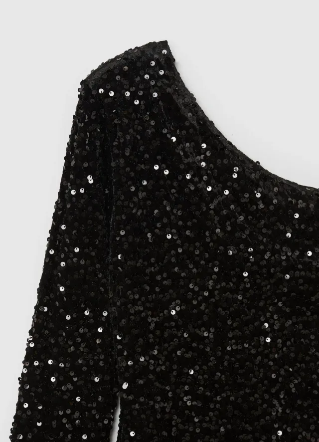 Calliope robe asymétrique sequins femme courte