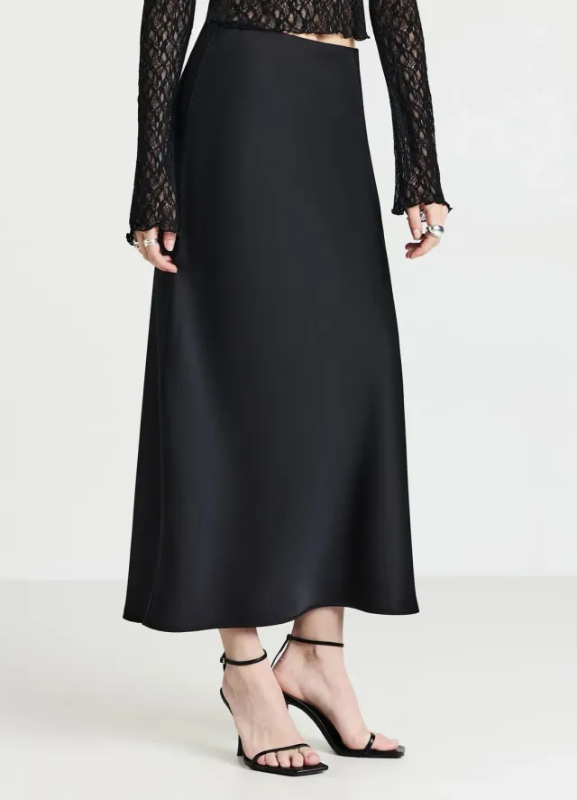 Calliope jupe midi simil satin femme taille S unie