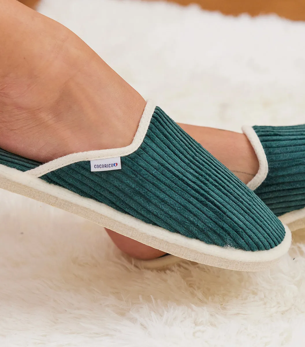 Cocorico Velours mules femme sapin antidarapant