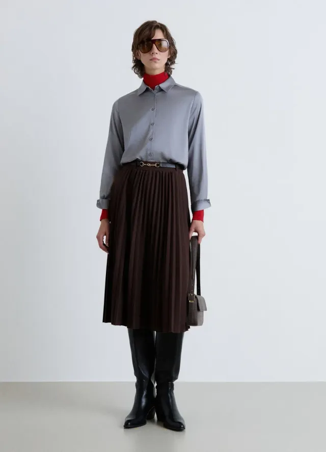 Calliope jupe midi plissée femme à ceinture