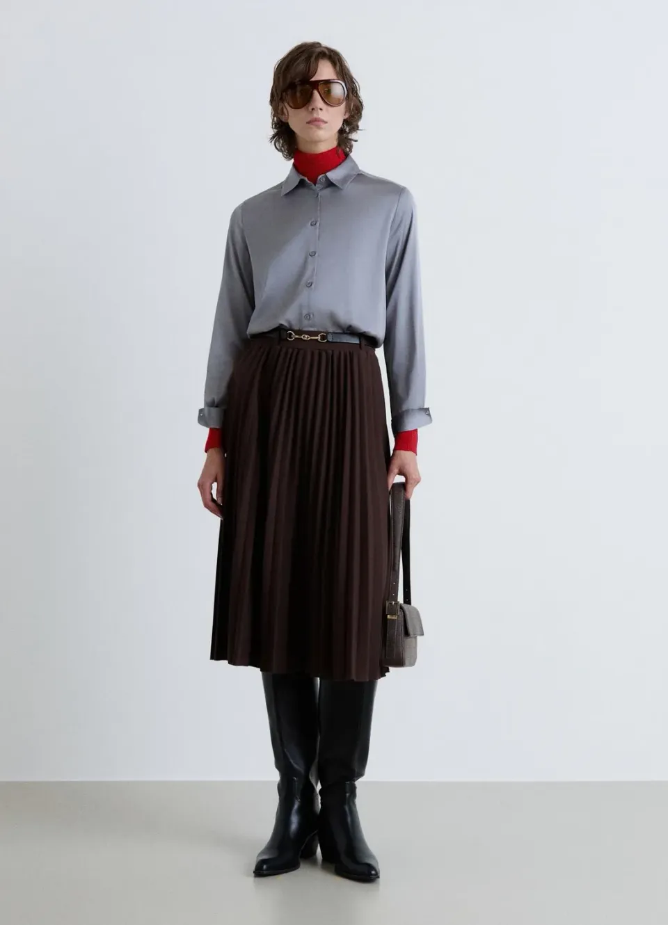 Calliope jupe midi plissée femme à ceinture