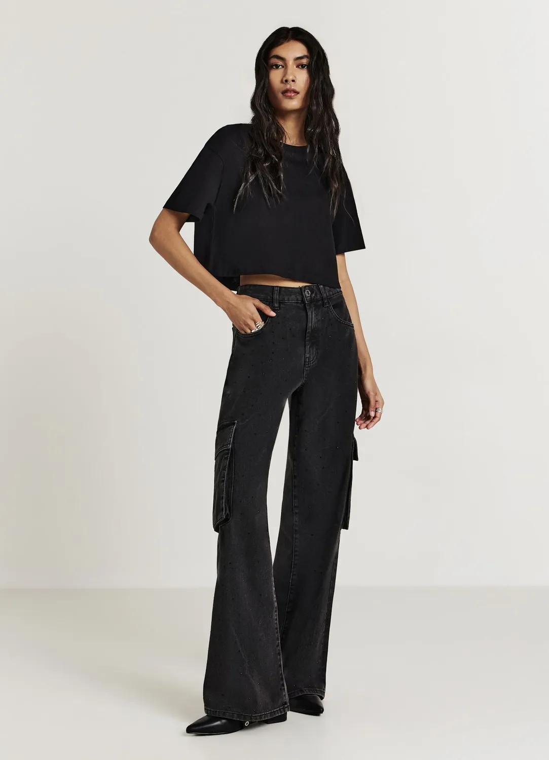 Calliope jean cargo strass femme regular