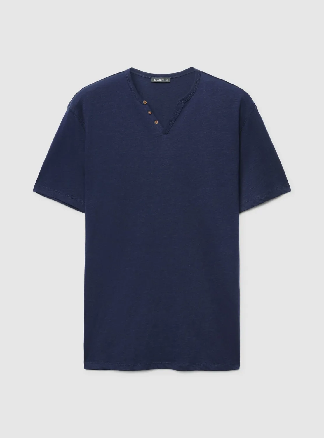 Calliope t-shirt homme col henley uni effet flammé