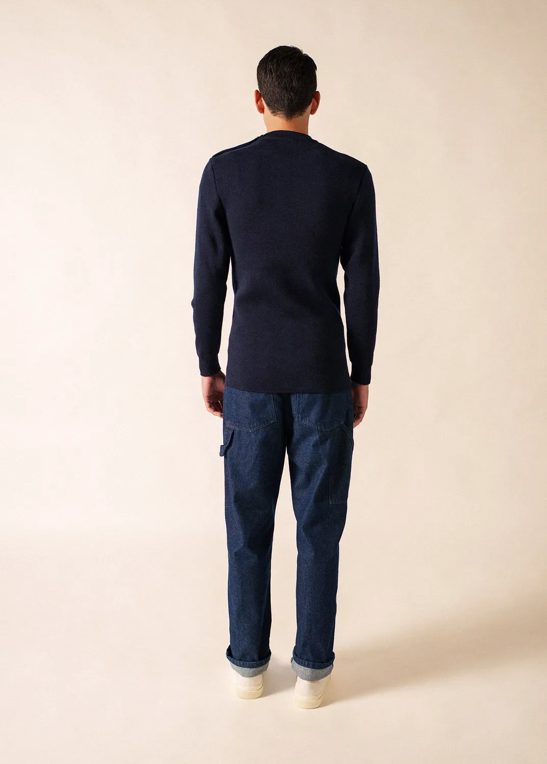 Saint James Officier pull marin marine laine ajusté