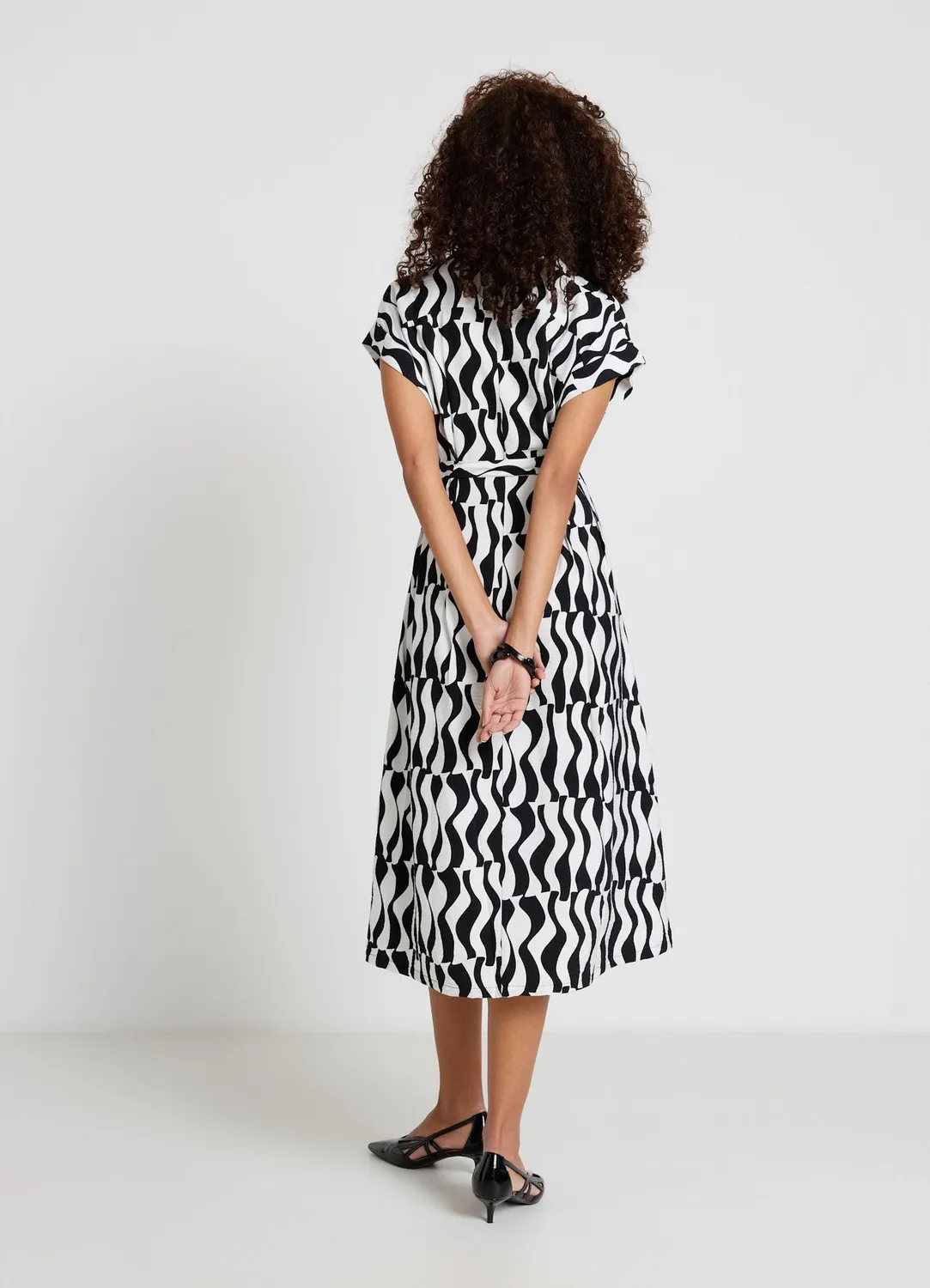 Calliope Atelier robe chemisier femme géométrique ceinture