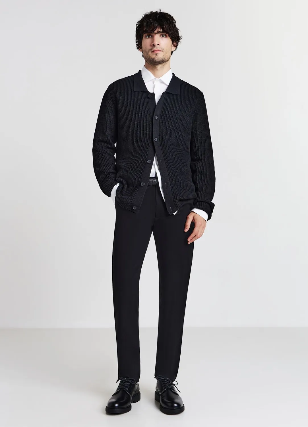 Calliope cardigan homme uni col chemise boutons