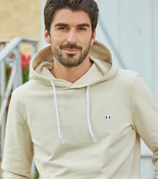 Cocorico Iconique Sweat à Capuche Homme Sable Coton