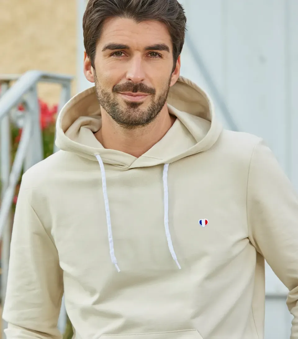 Cocorico Iconique Sweat à Capuche Homme Sable Coton