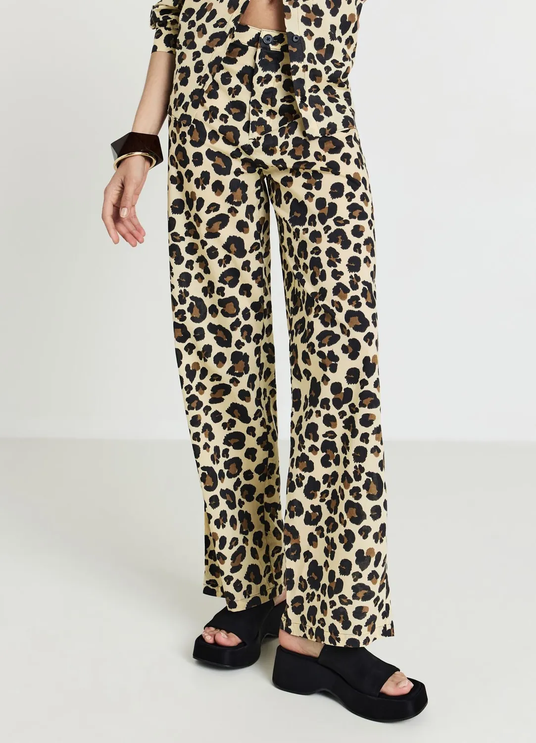 Calliope Straight pantalon droit animalier coton