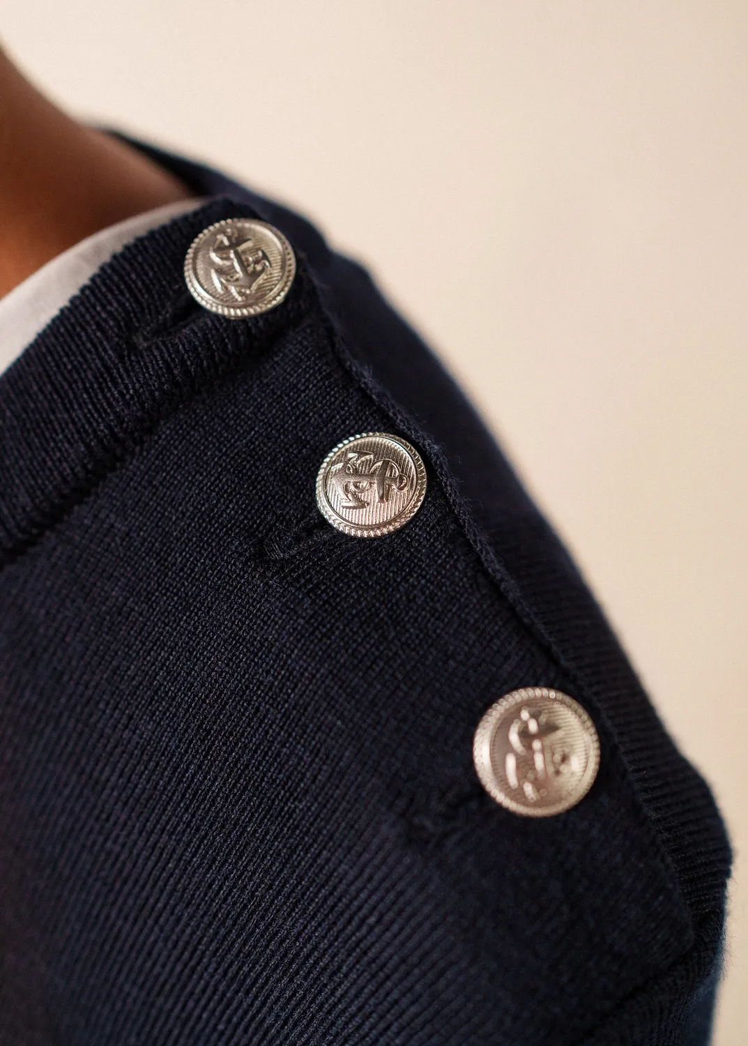 Saint James Marée robe longue laine navy/écume
