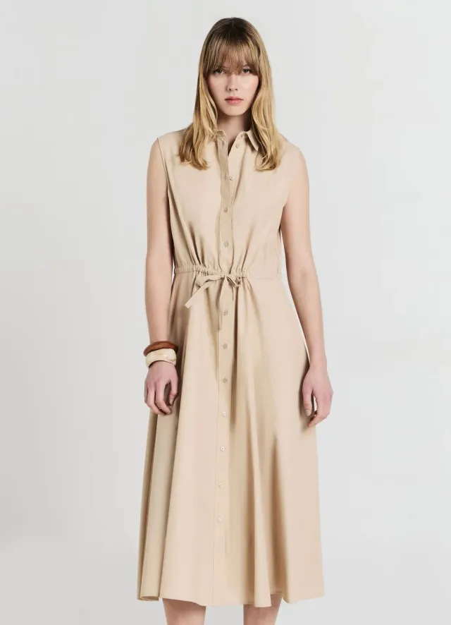 Calliope robe chemise longue sans manches boutonnée