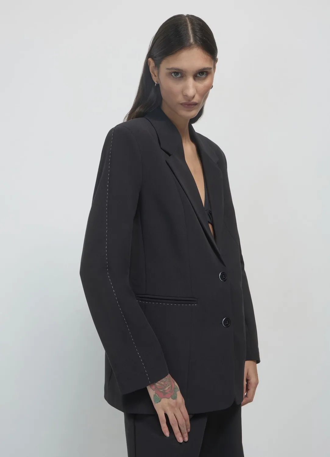 Calliope veste blazer unie femme surpiqûres