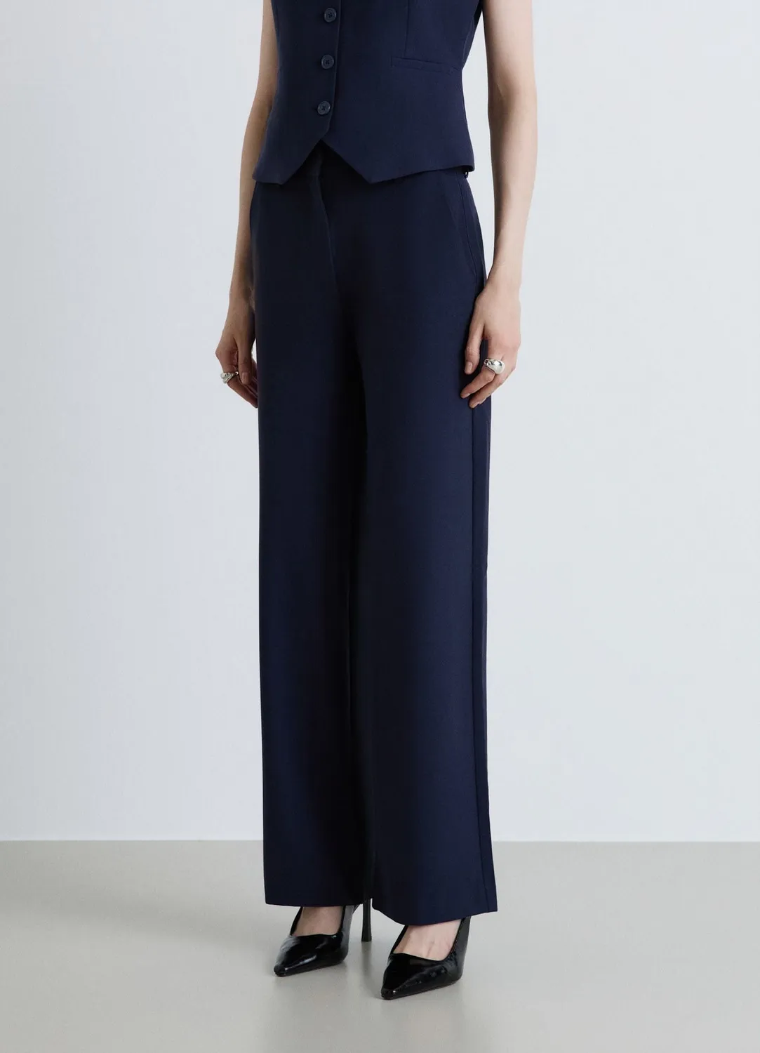 Calliope pantalon palazzo femme taille haute uni