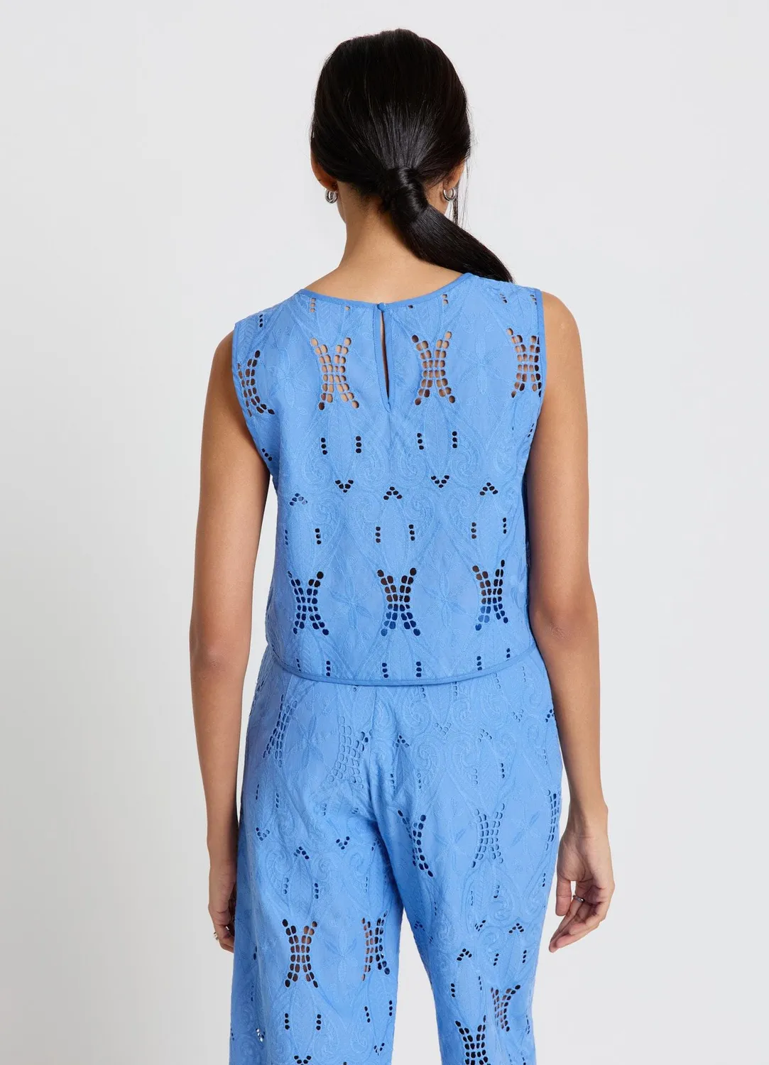 Calliope top sangallo femme ajouré col rond