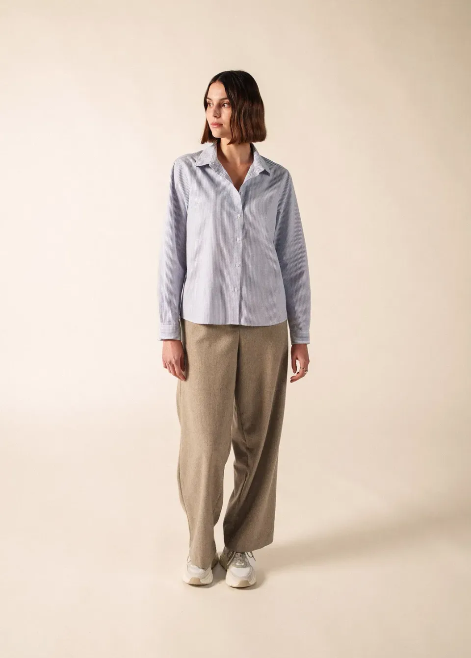 Saint James Léna chemise blanc bleu coton