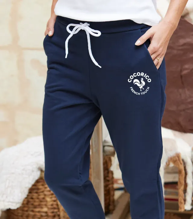 Cocorico Coq Français jogging femme marine coton