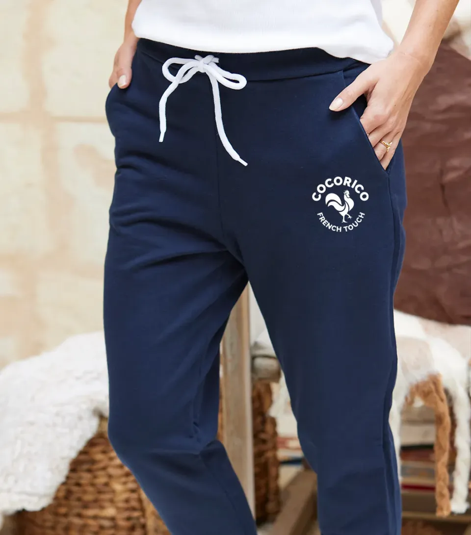 Cocorico Coq Français jogging femme marine coton