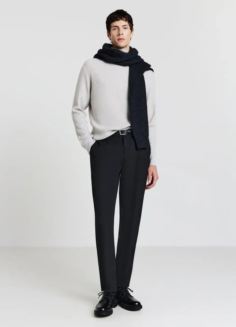 Calliope pull col roulé waffle homme uni