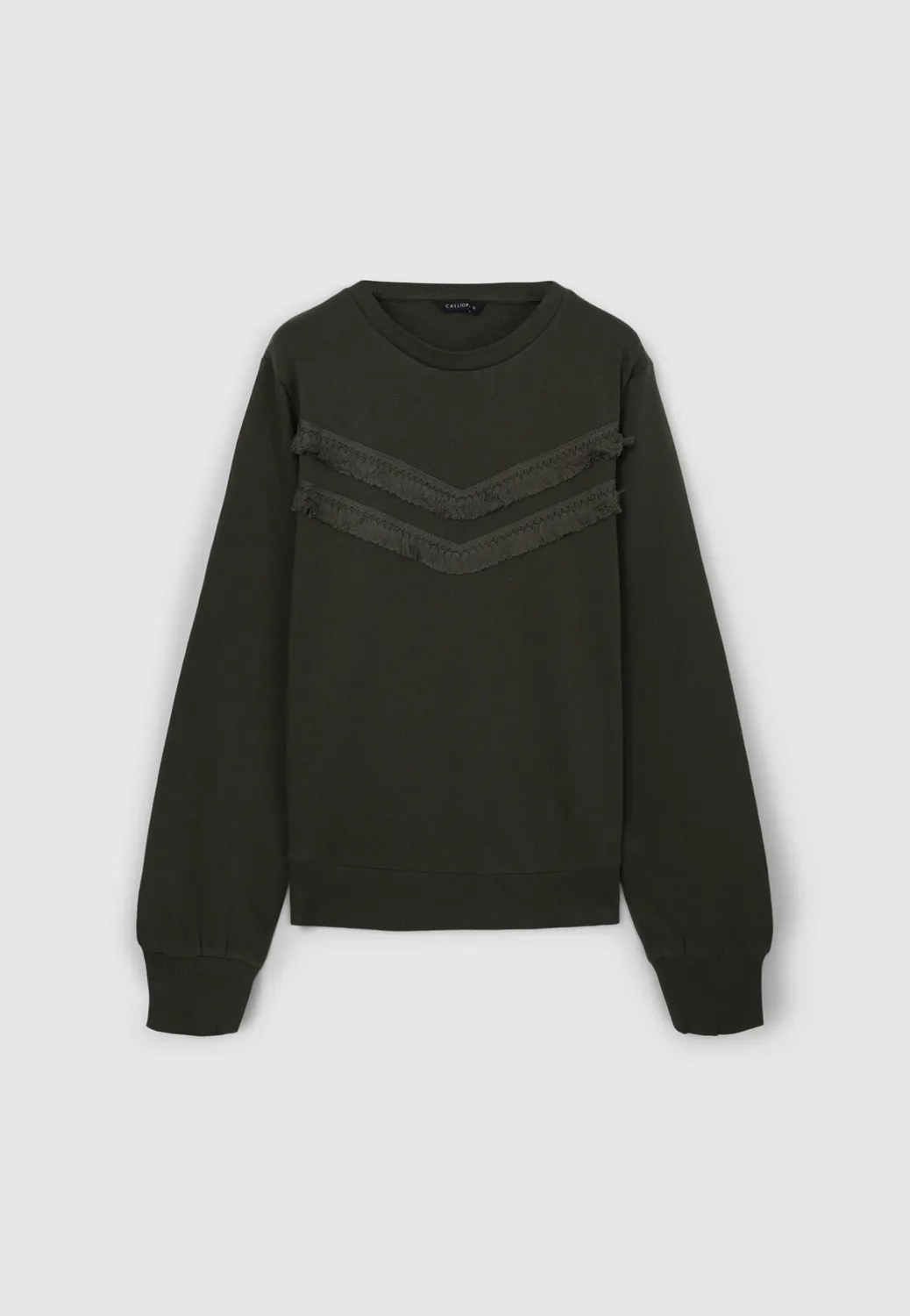Calliope Pull col rond femme franges coton