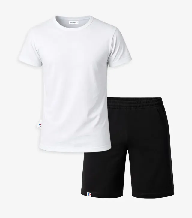 Cocorico Intemporel Ensemble Pyjama Homme Blanc/Noir coton