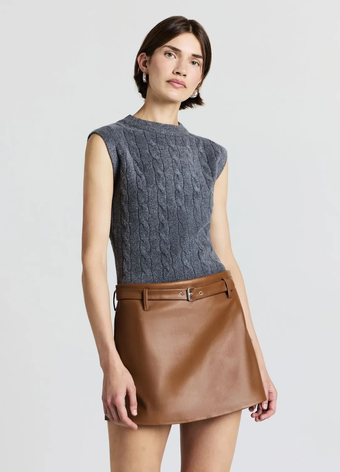 Calliope jupe-culotte effet cuir avec ceinture femme