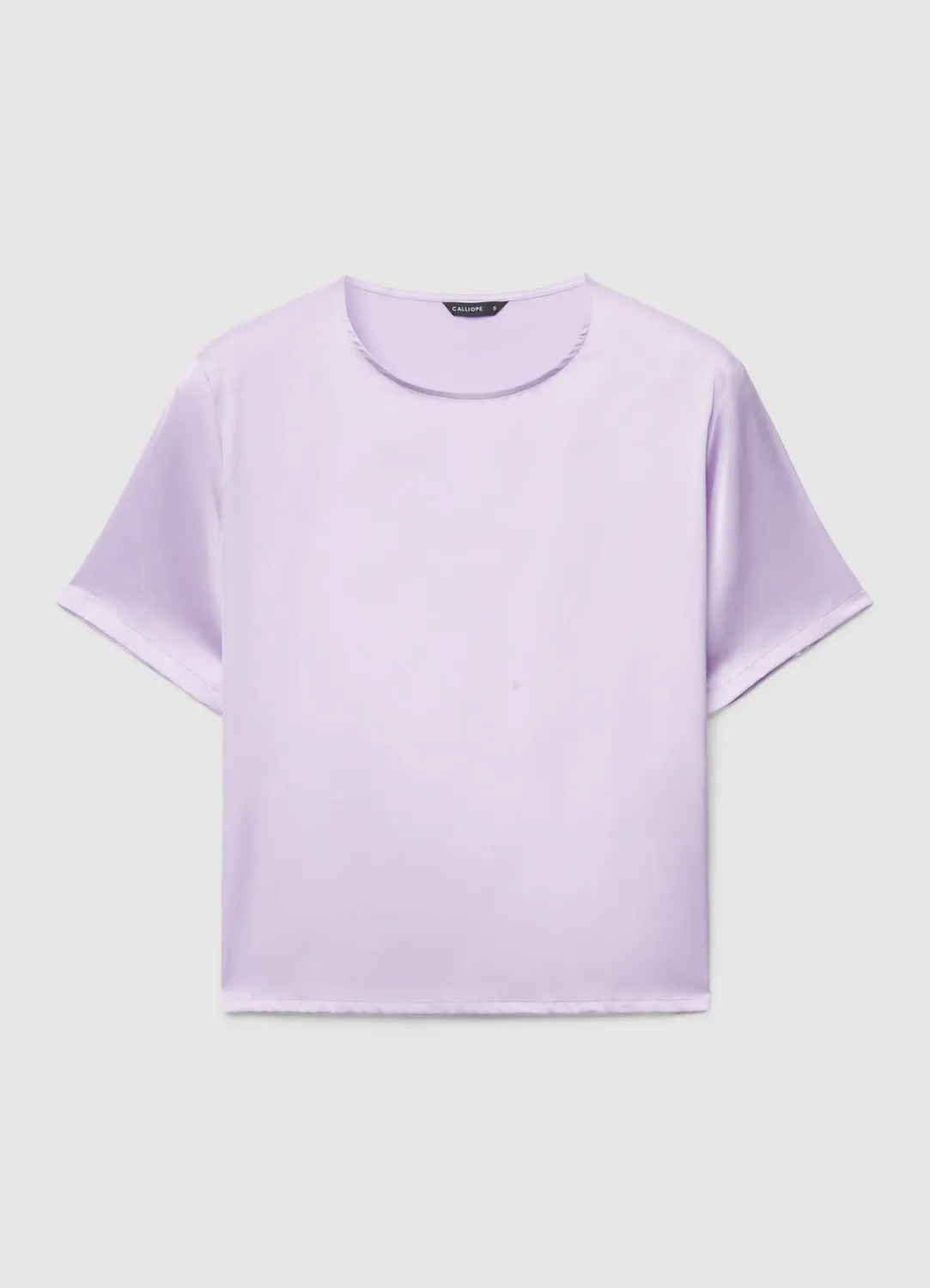 Calliope T-shirt Satiné Femme Col Rond Uni