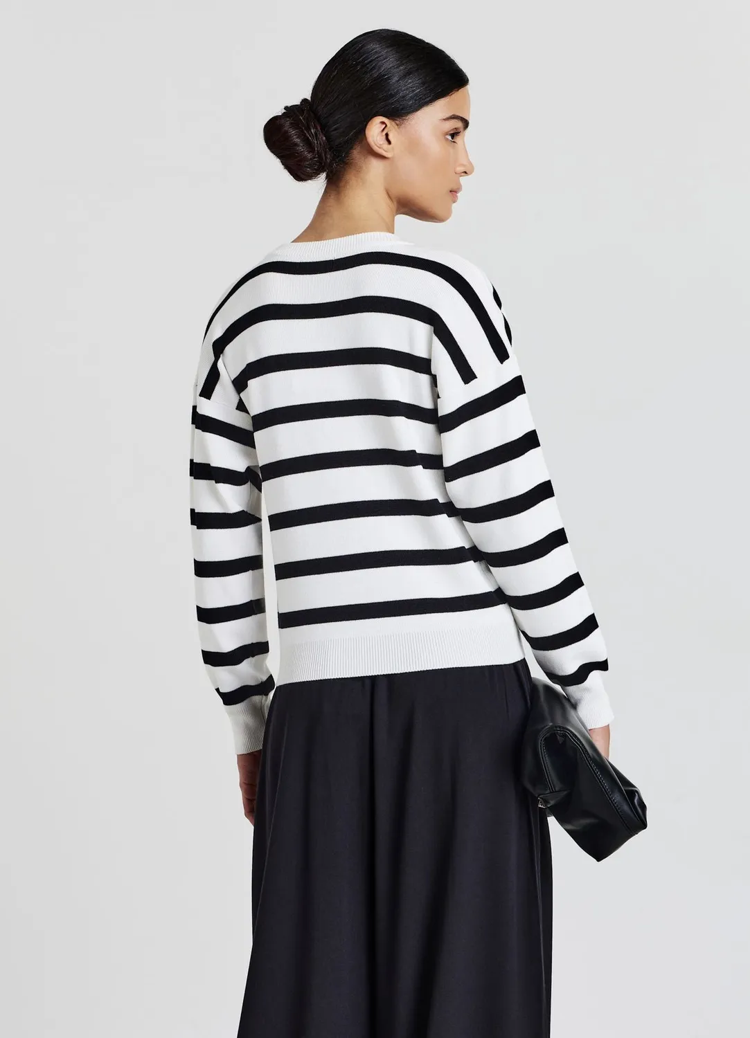 Calliope pull col V rayé femme manches longues