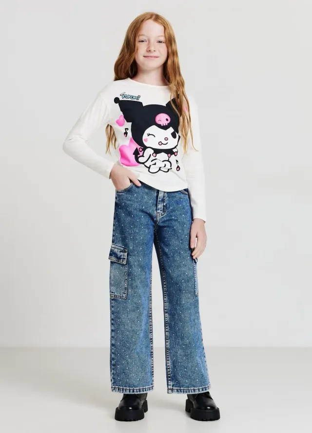 Calliope Jean Cargo Fille Strass Large 4-5 ans