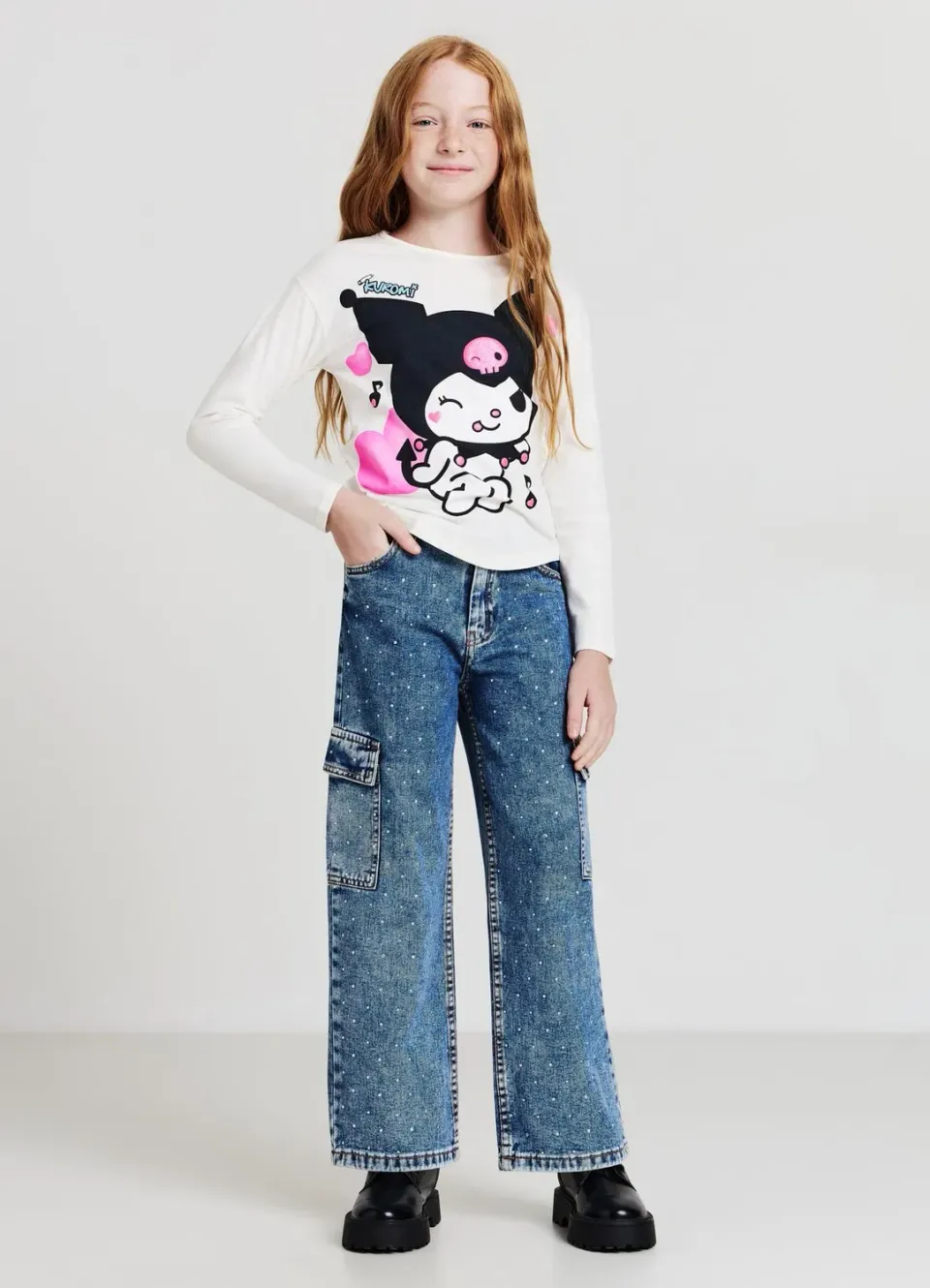 Calliope Jean Cargo Fille Strass Large 4-5 ans