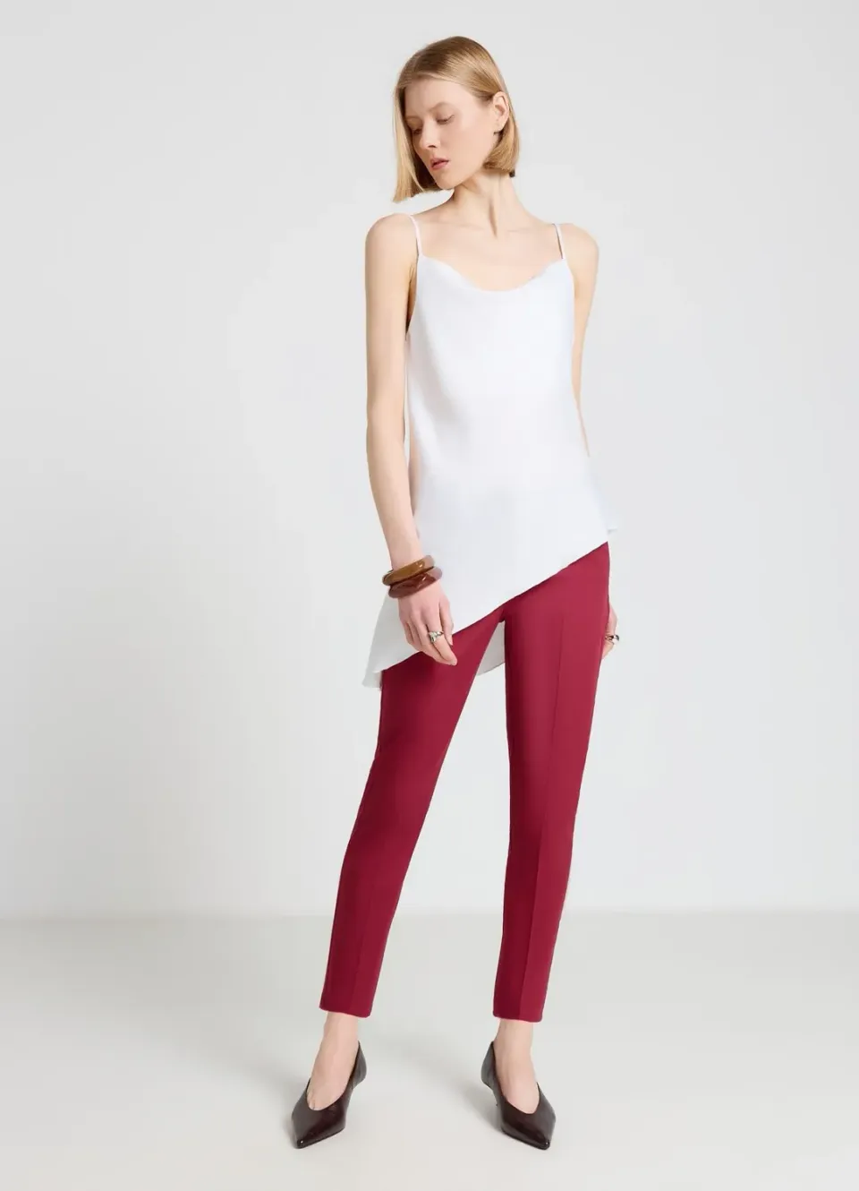 Calliope Pantalon droit coton femme pli marqué
