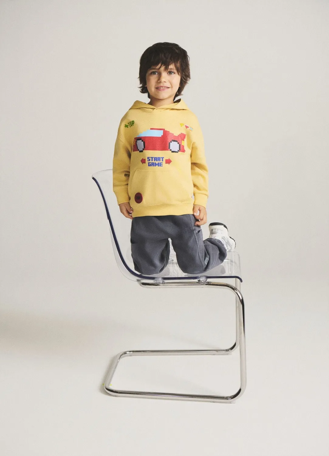 Calliope Sweat à Capuche Enfant Oversize Pixel 4-5 Ans