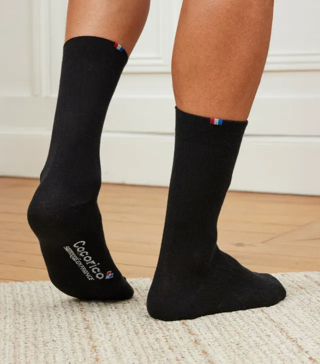 Cocorico chaussettes laine homme noires 41/46 chaudes