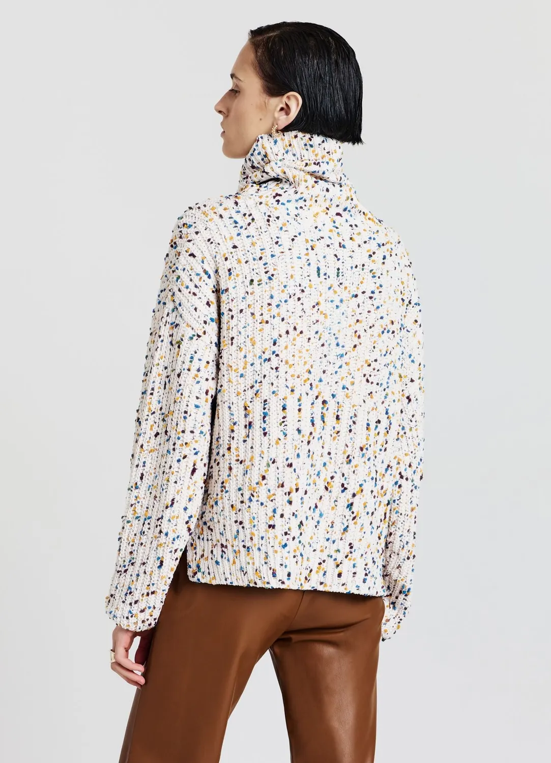 Calliope pull col roule femme maille fantaisie