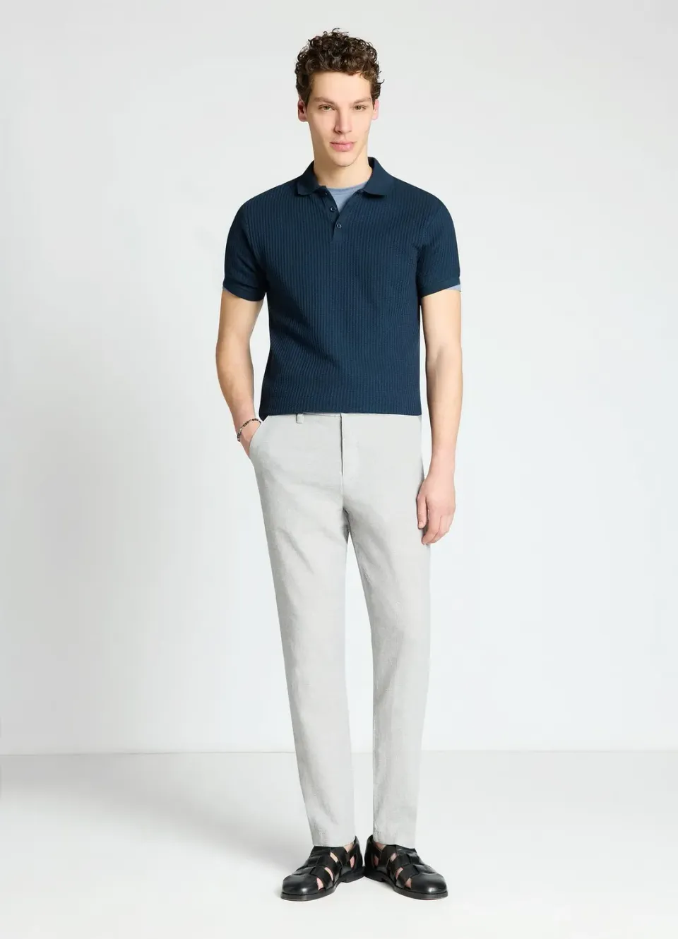Calliope chino lin pantalon homme coupe regular