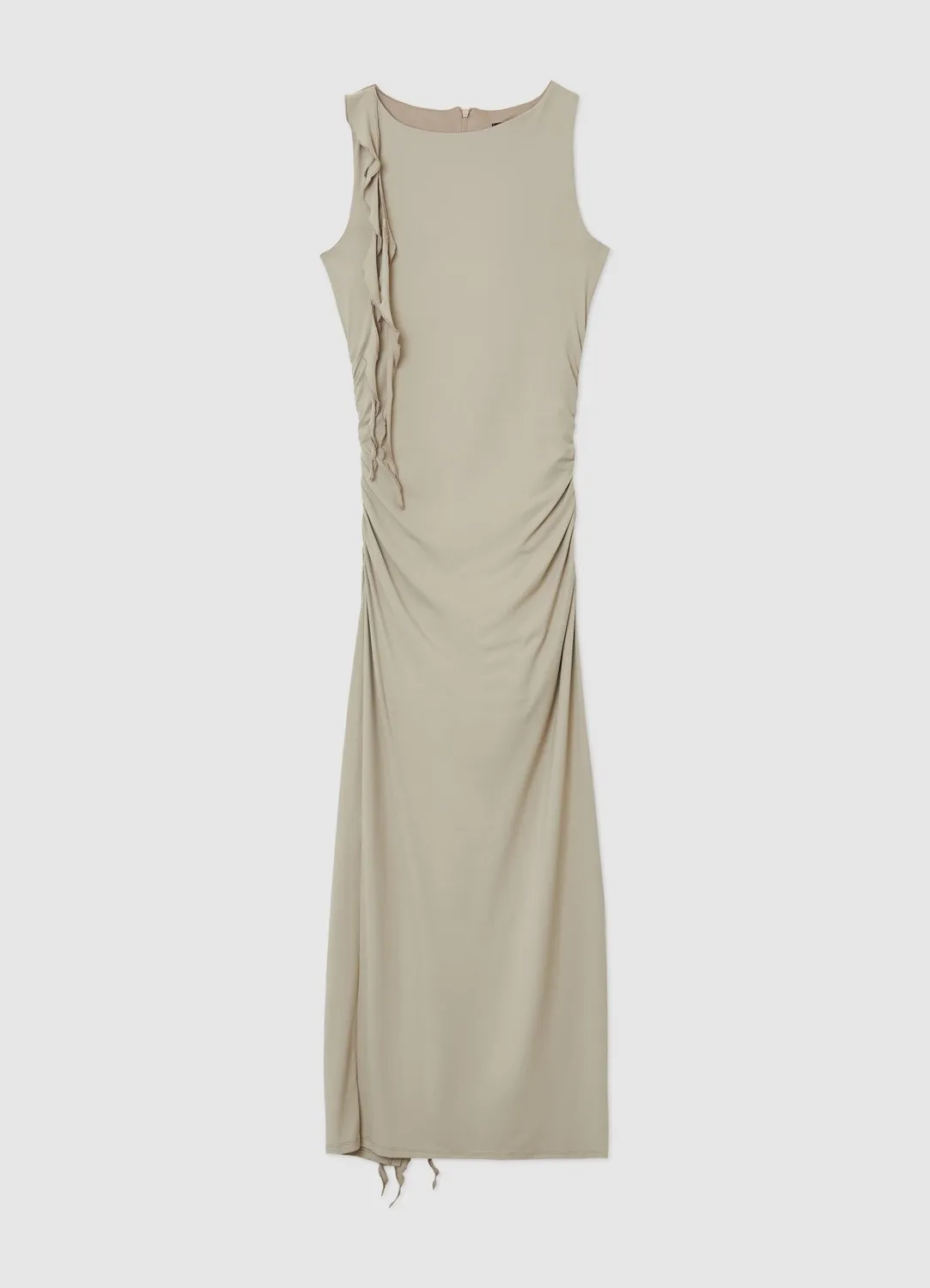 Calliope robe longue femme volants sans manches fente
