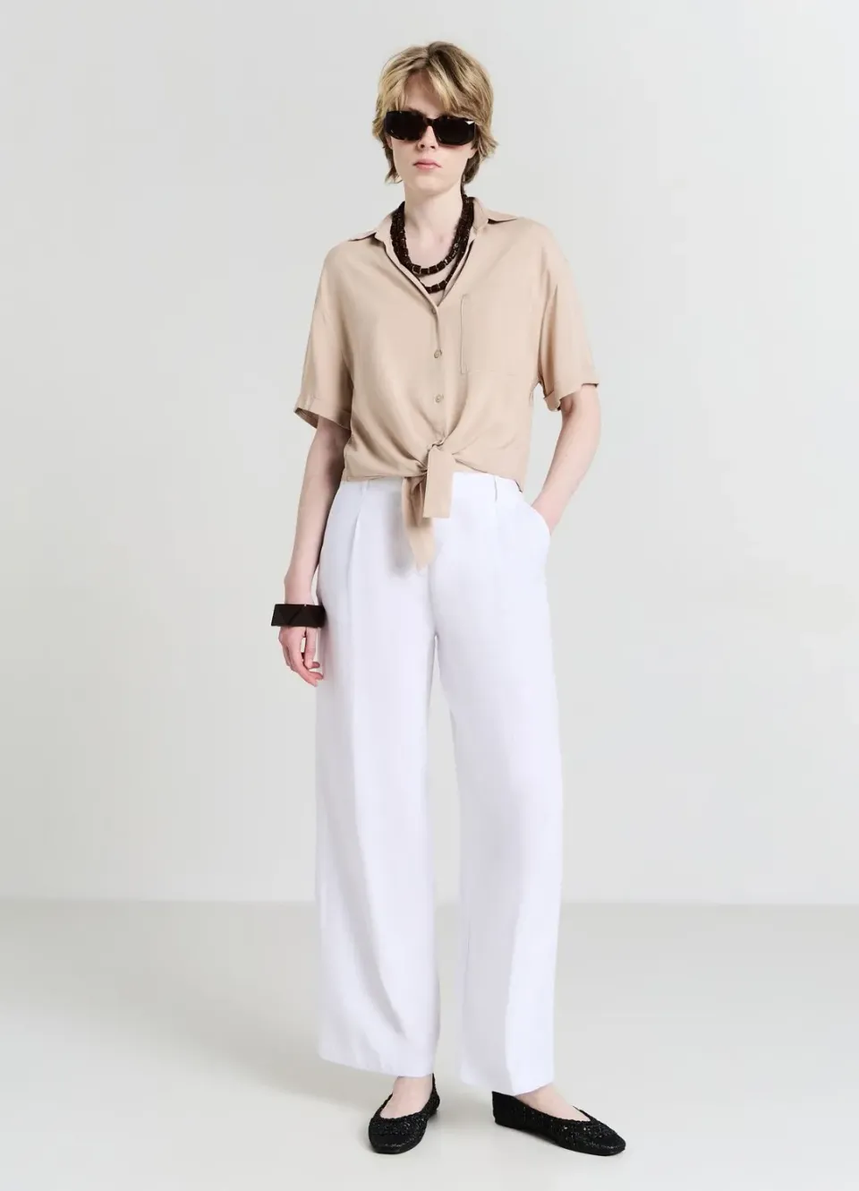 Calliope chemise femme à nœud manches courtes