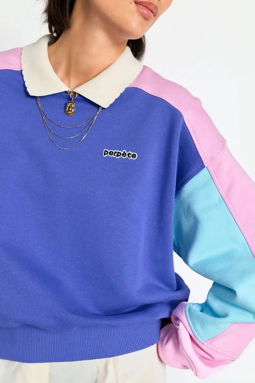 Perpète Mel sweat mauve col croquet