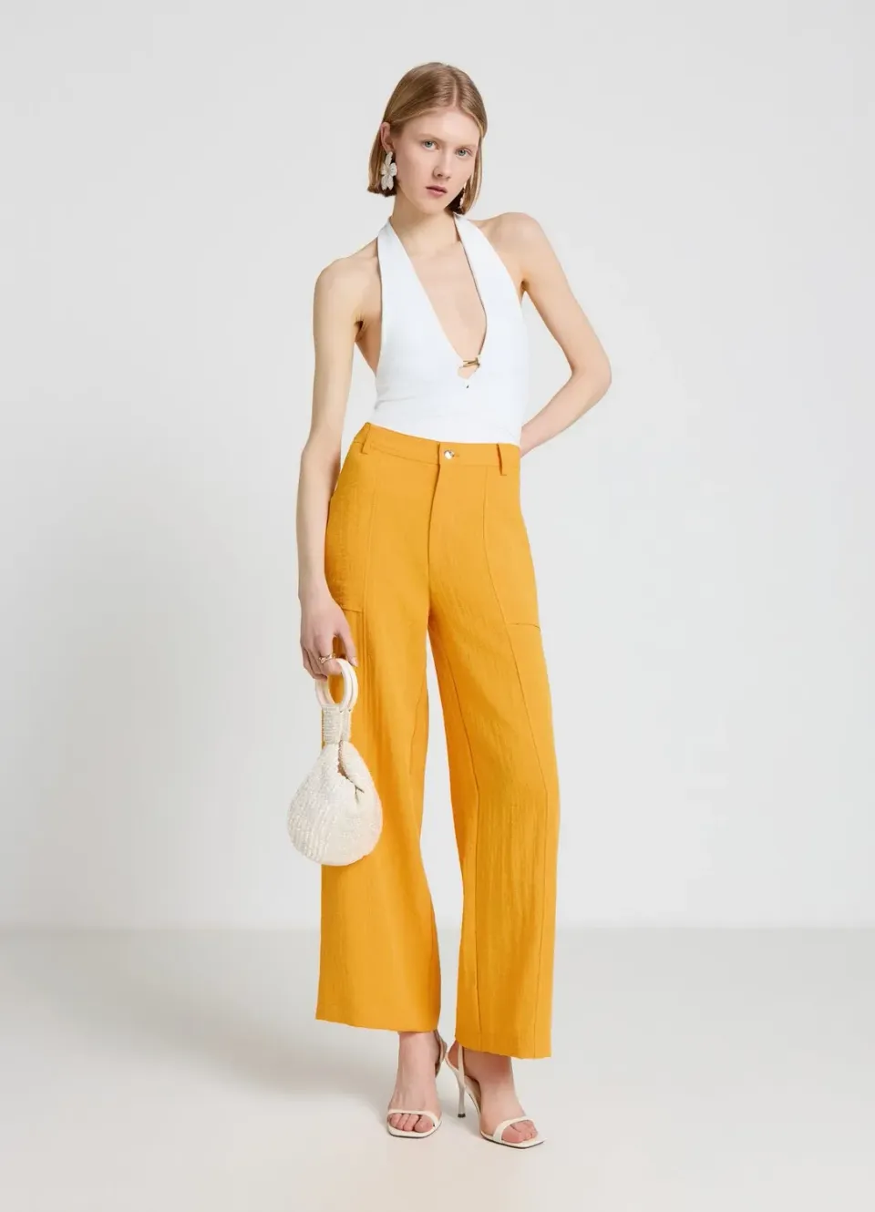 Calliope pantalon palazzo poches femme uni