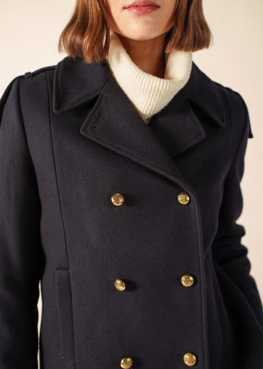 Saint James Ste Berthille manteau navy laine T36-T52
