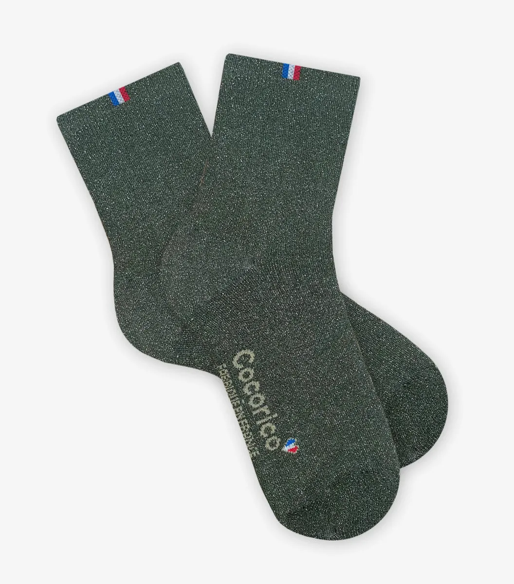 Cocorico chaussettes femme vertes paillettes 36/41