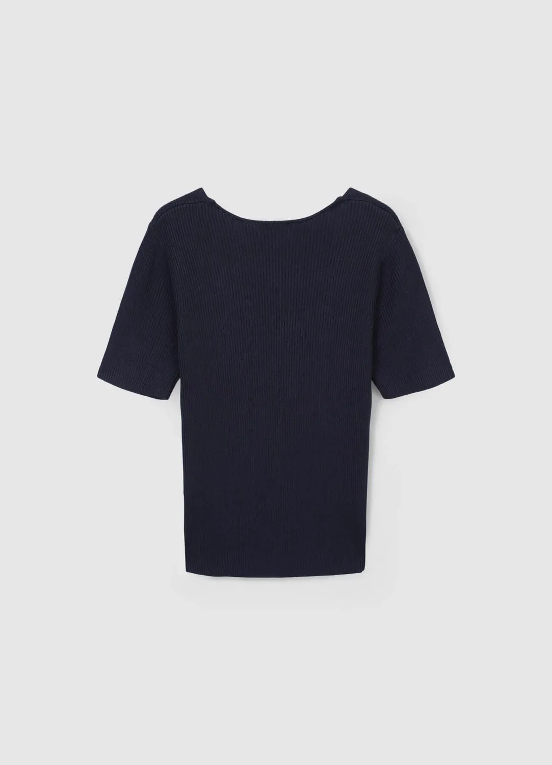 Calliope t-shirt col V femme côtelé manches courtes