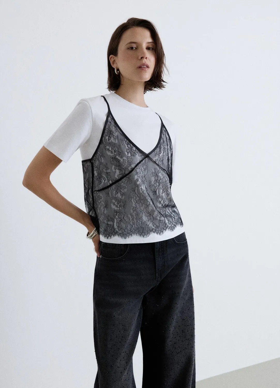 Calliope t-shirt femme dentelle florale