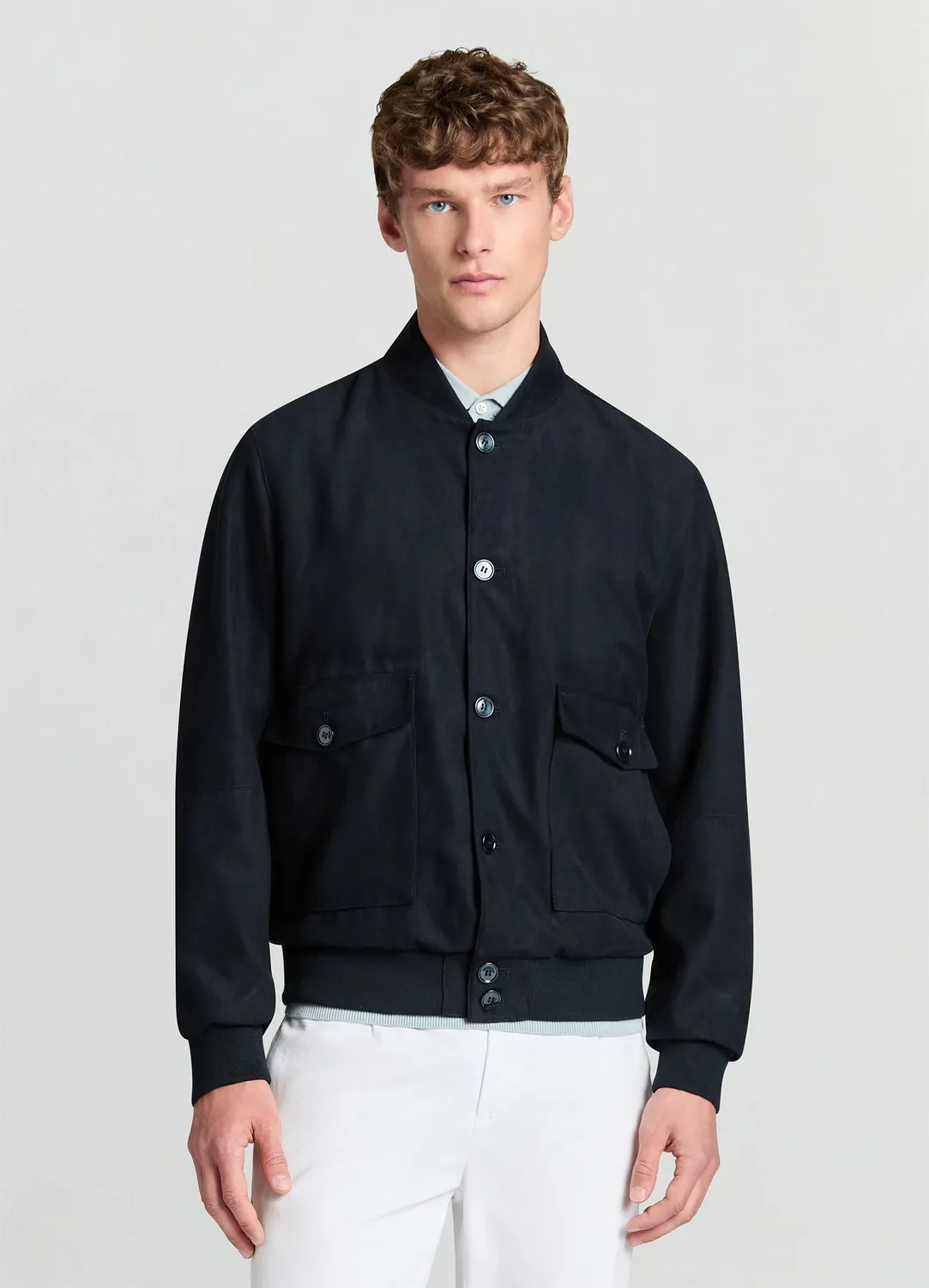 Calliope Bomber simili daim homme L uni bouton 세대